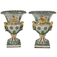 19th Century, Painted, Italian, Terracotta Urns