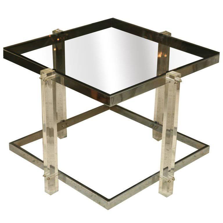 Lucite and Chrome Table, Charles Hollis Jones Style