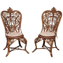 Antique Pair of Cane Side Chairs