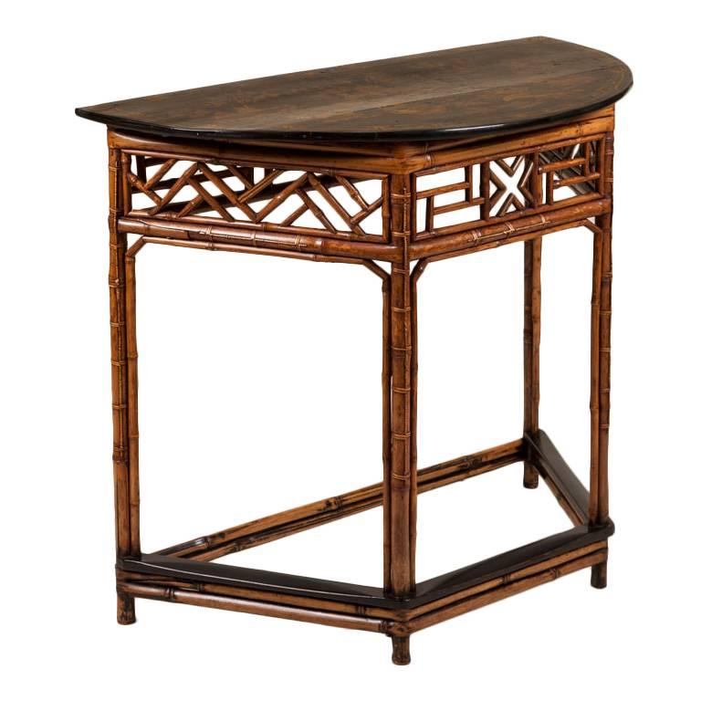 Demilune bamboo side table