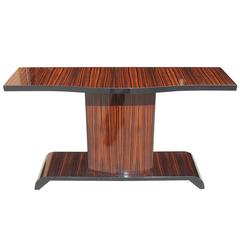 Majestic French Art Deco Exotic Macassar Ebony Console Table, circa 1940s