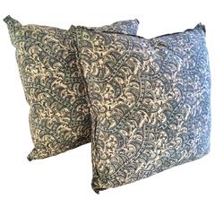 Pair of Blue Indian Batik Pillows
