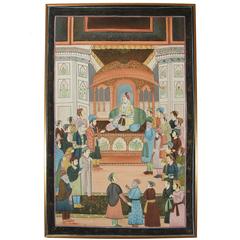 Indisches Mughal-Seidengemälde