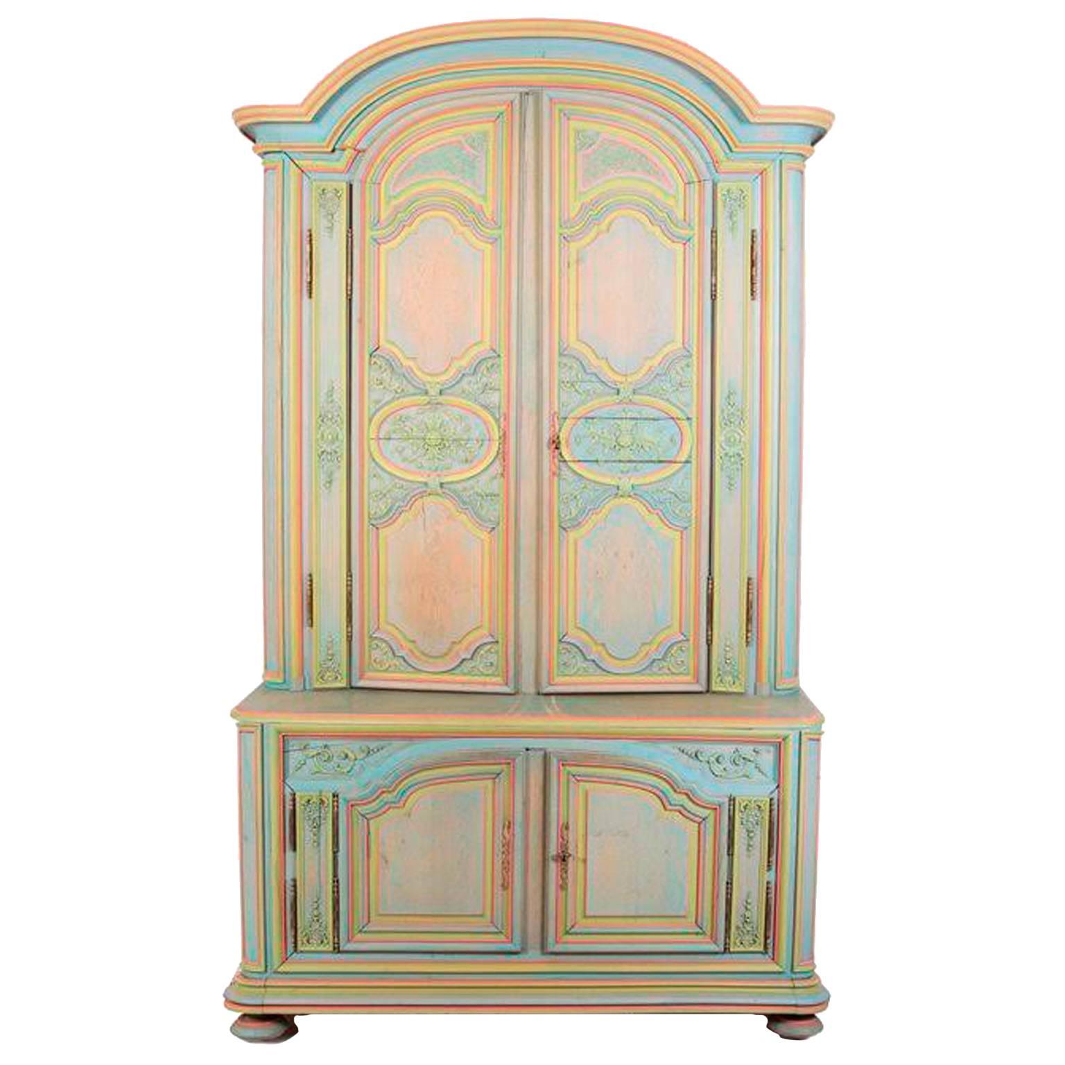French Provincial Armoire - Hand-Carved & Hand-Painted  For Sale