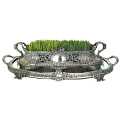 Silvered Bronze Centerpiece and Mirrored Plateau