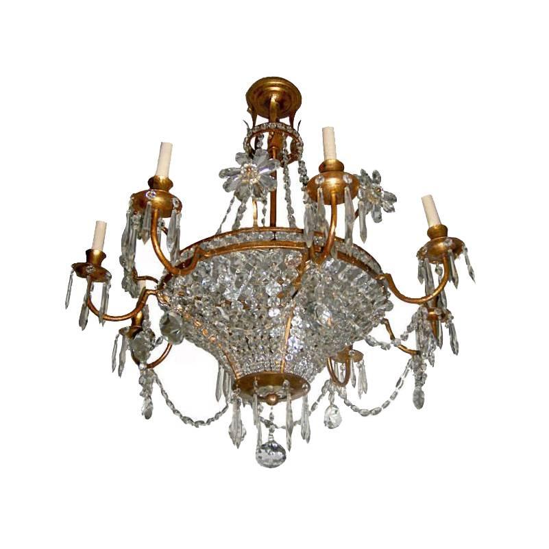 French Gilt Crystal Chandelier