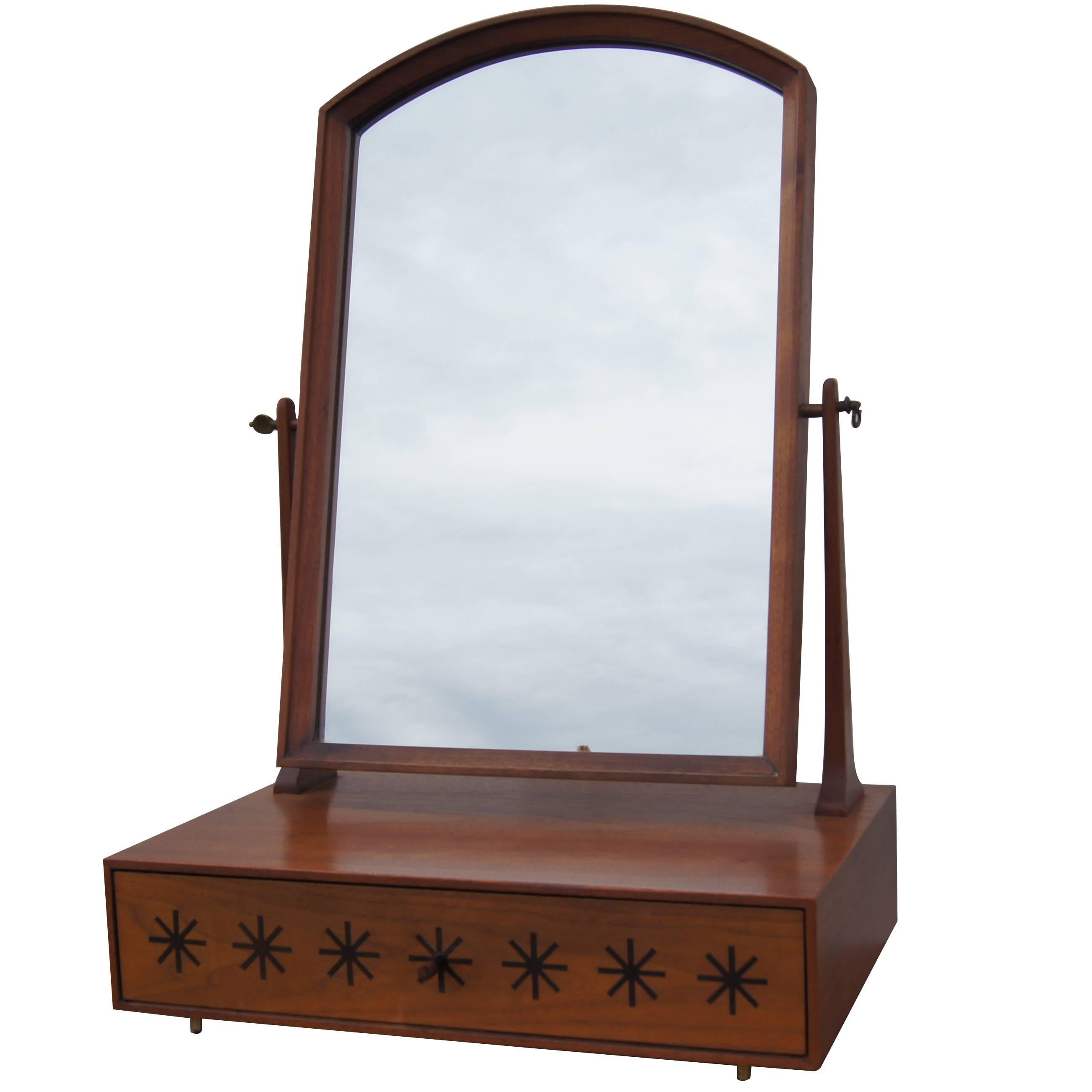 Walnut Tabletop Vanity Mirror by Kipp Stewart for Directional For Sale