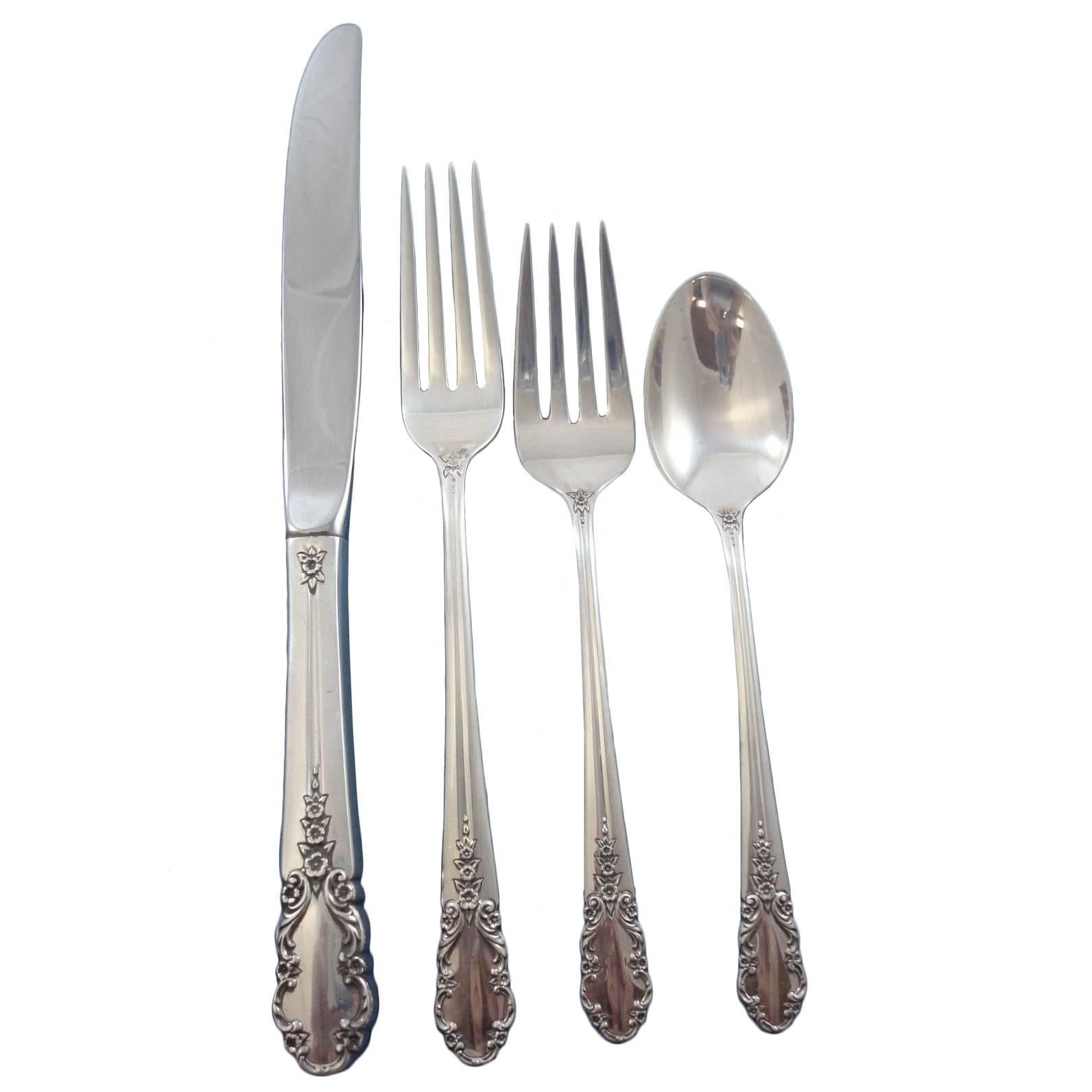 Bridal Veil by International Sterling Silver Flatware Set 8 Service 35 Pieces For Sale