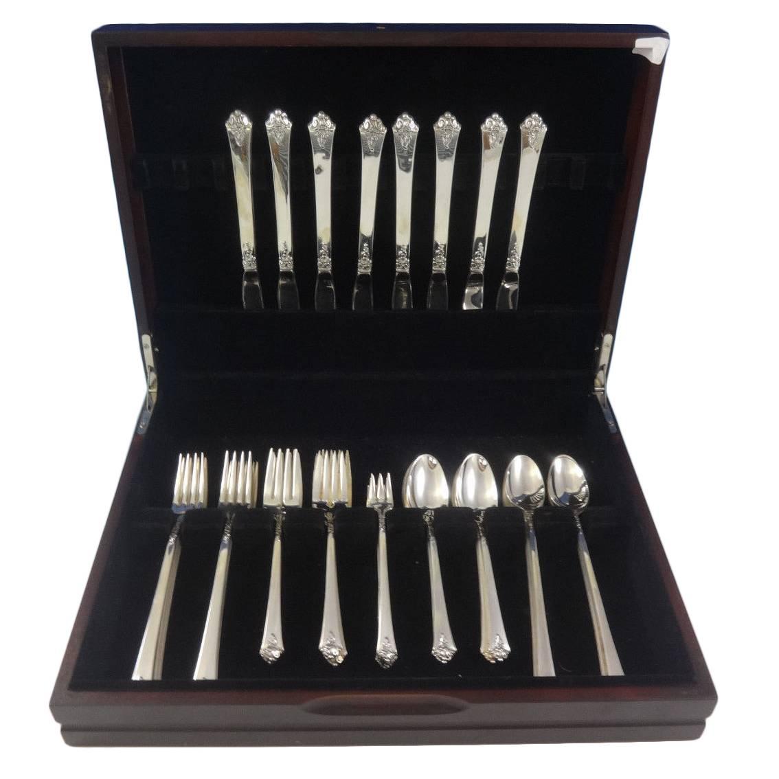 Castle Rose by Royal Crest Sterling Silver Grille Flatware Set 8 Service 48 Pcs For Sale