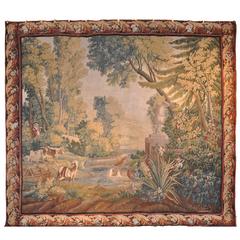 Large 18th Century French Aubusson Pastoral Tapestry with Original Border 10