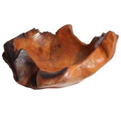 Large Vintage Brutalist Burl Wood Centerpiece Bowl