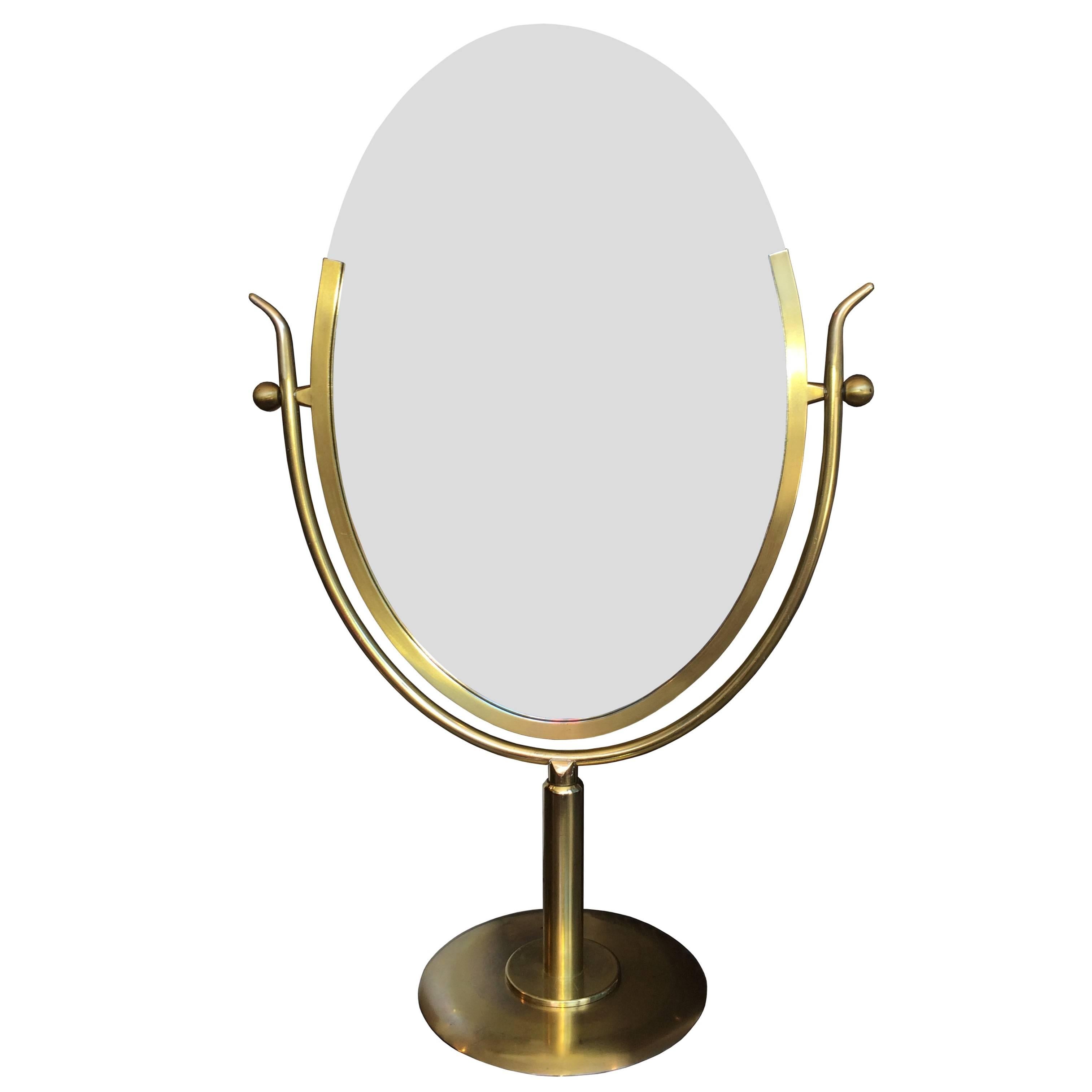 Rare "Wishbone" Vanity Mirror in Brass by Charles Hollis Jones For Sale