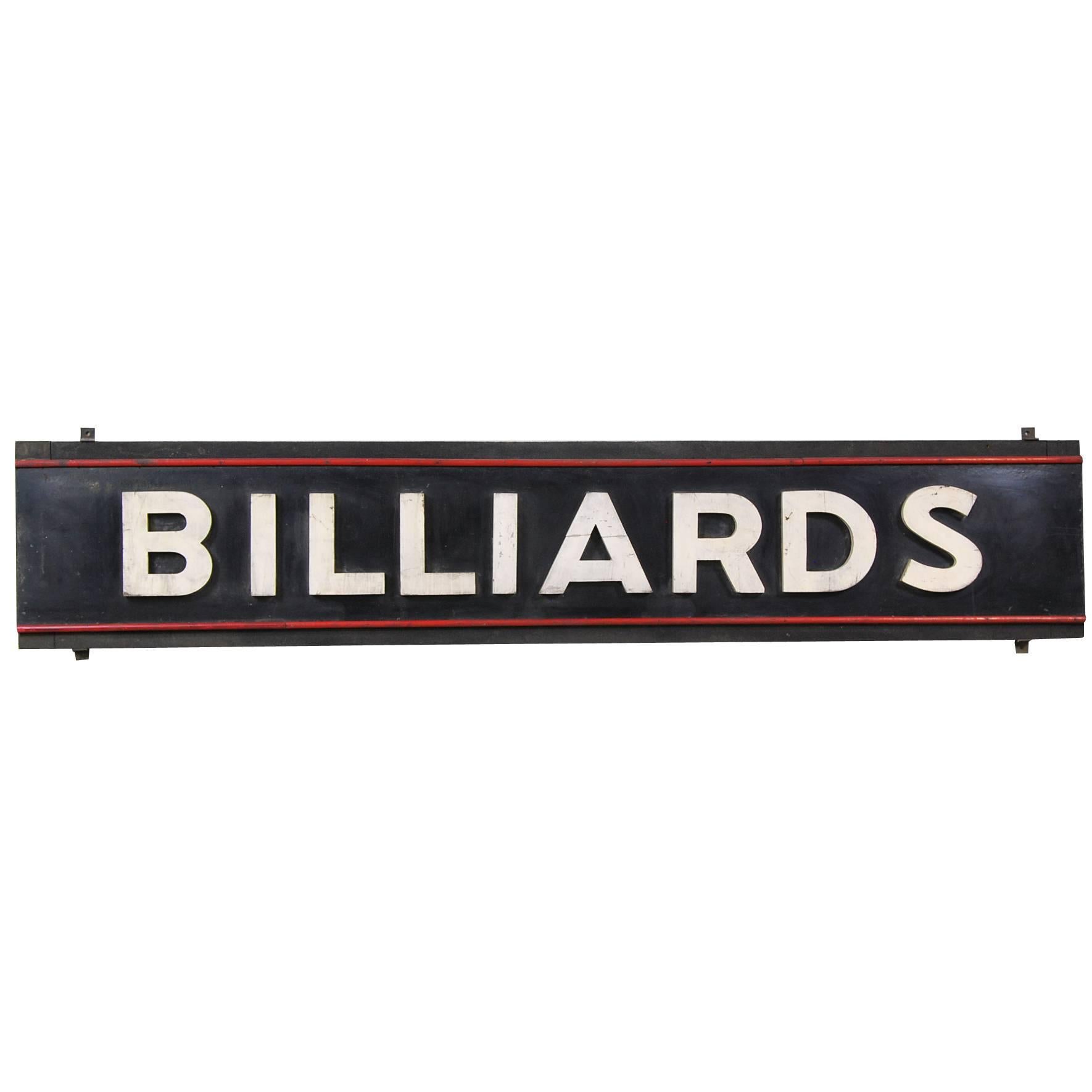 1950 Billiards Advertising Sign 