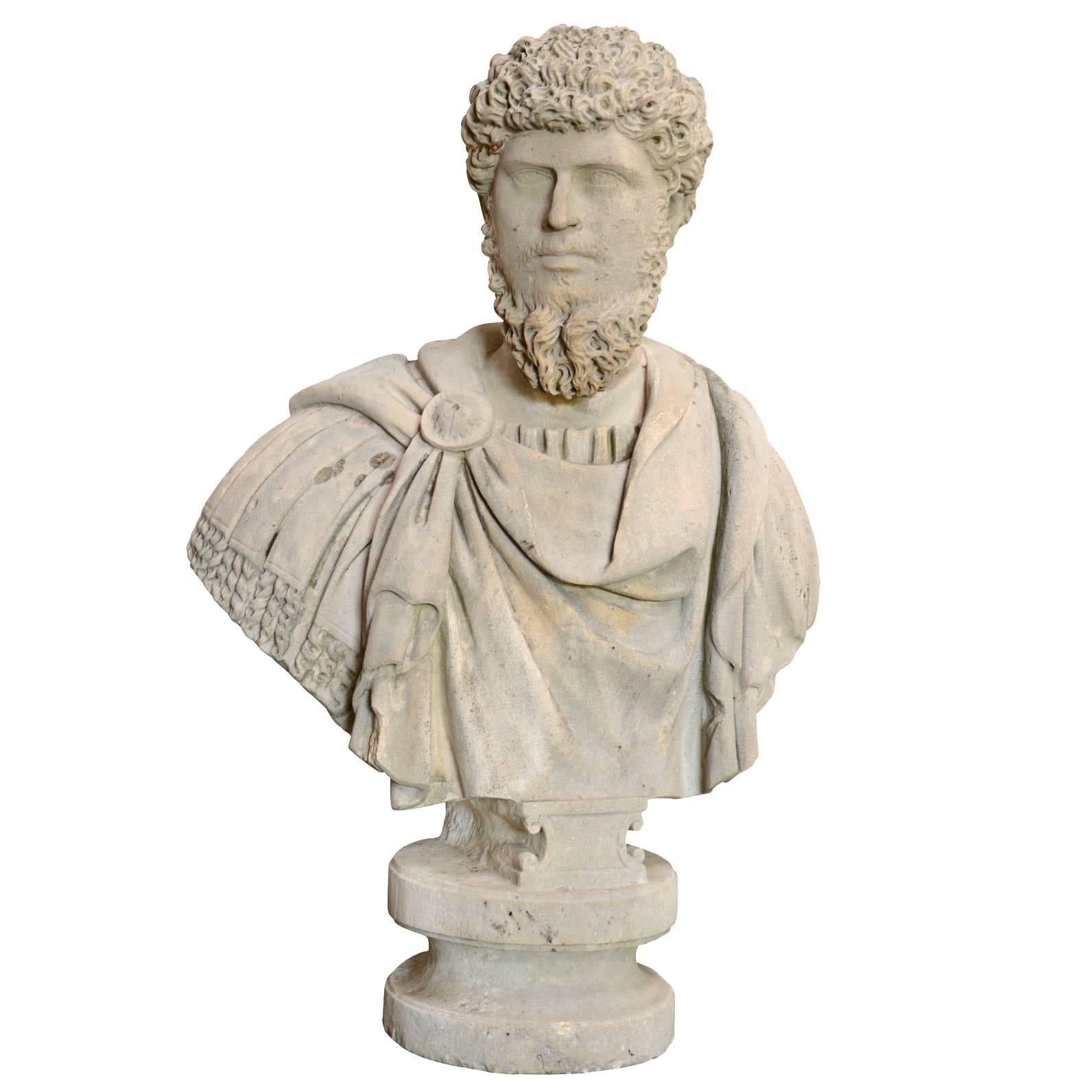 Stone Assumed Bust of Lucius Aurelius Verus, 19th Century For Sale