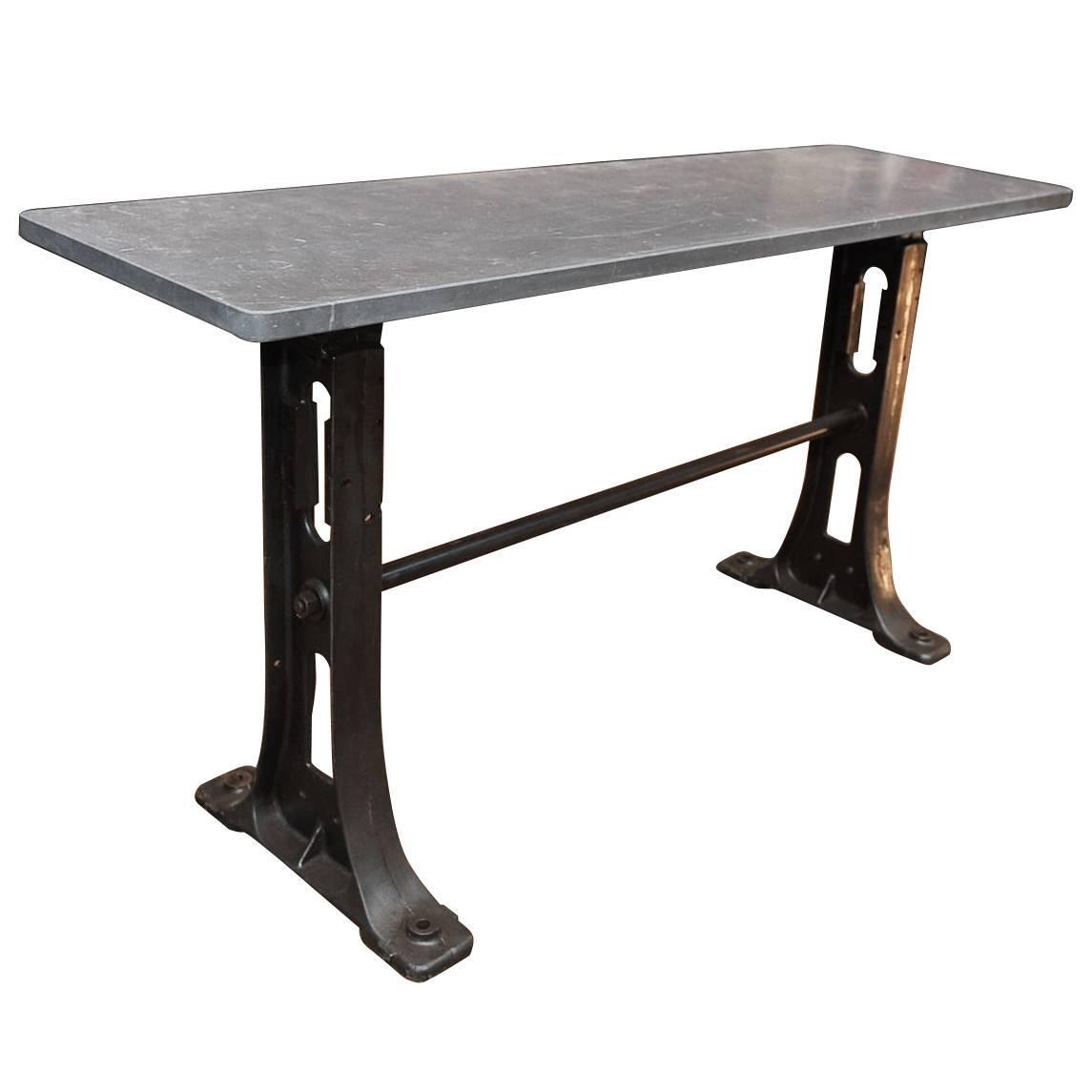 1900s cast iron industrial console table bluestone top at 1stdibs