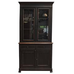 1900s French Solid Oak Bookcase Cabinet