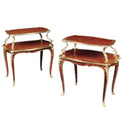 Matched Pair of French Ormolu-Mounted Kingwood Etageres in Louis XV Style