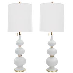 Pair of Sculptural Porcelain Table Lamps by Gerald Thurston for Lightolier