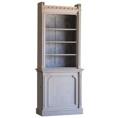Shallow Antique English Painted Oak Display Cabinet Bookcase, circa 1875