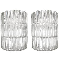 Pair of Fluted Glass Sconces Attributed to Hillebrand or Kaiser 5