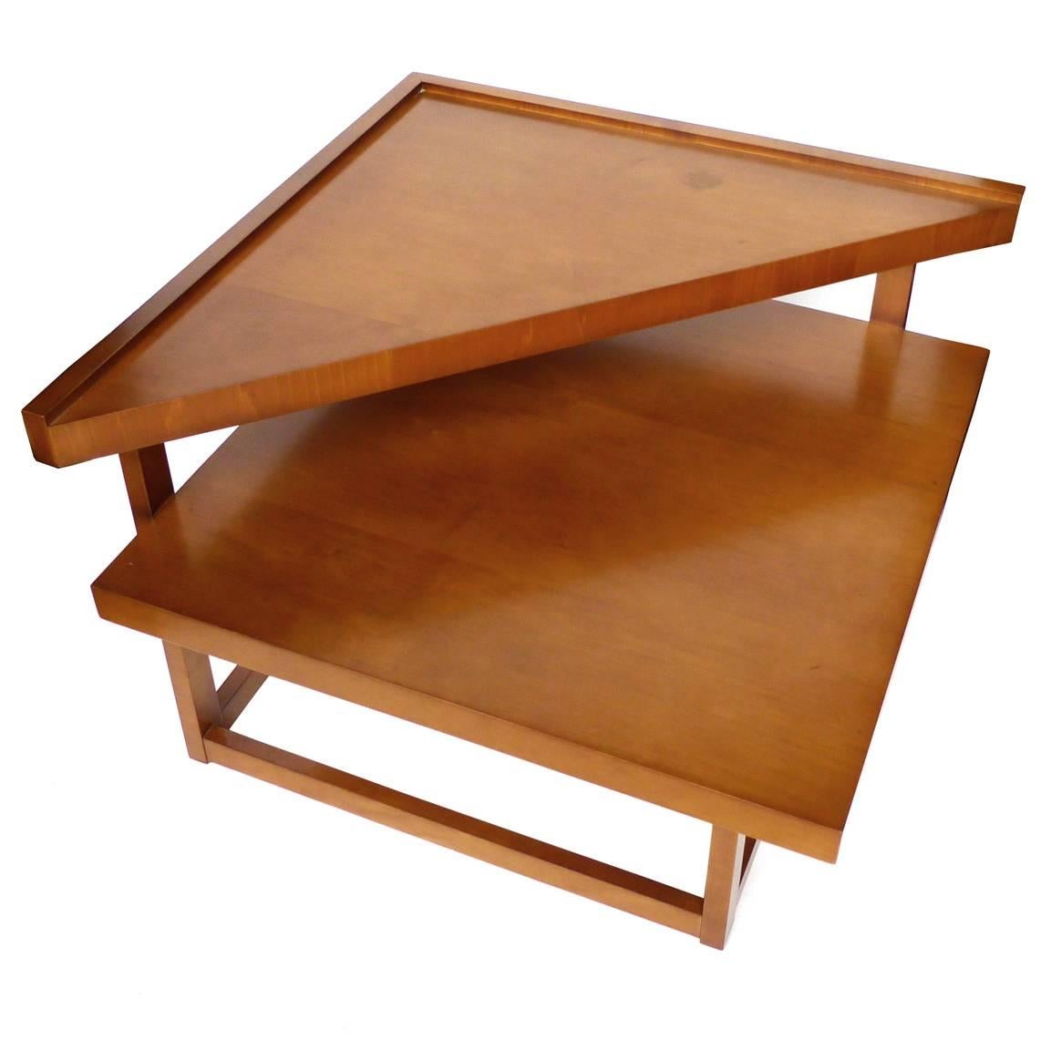 Midcentury Mahogany Tiered Corner Table by Brown-Saltman