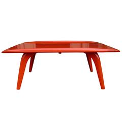 Vintage Orange Red Mid-Century Modern Coffee Table by Heywood-Wakefield, 1950s