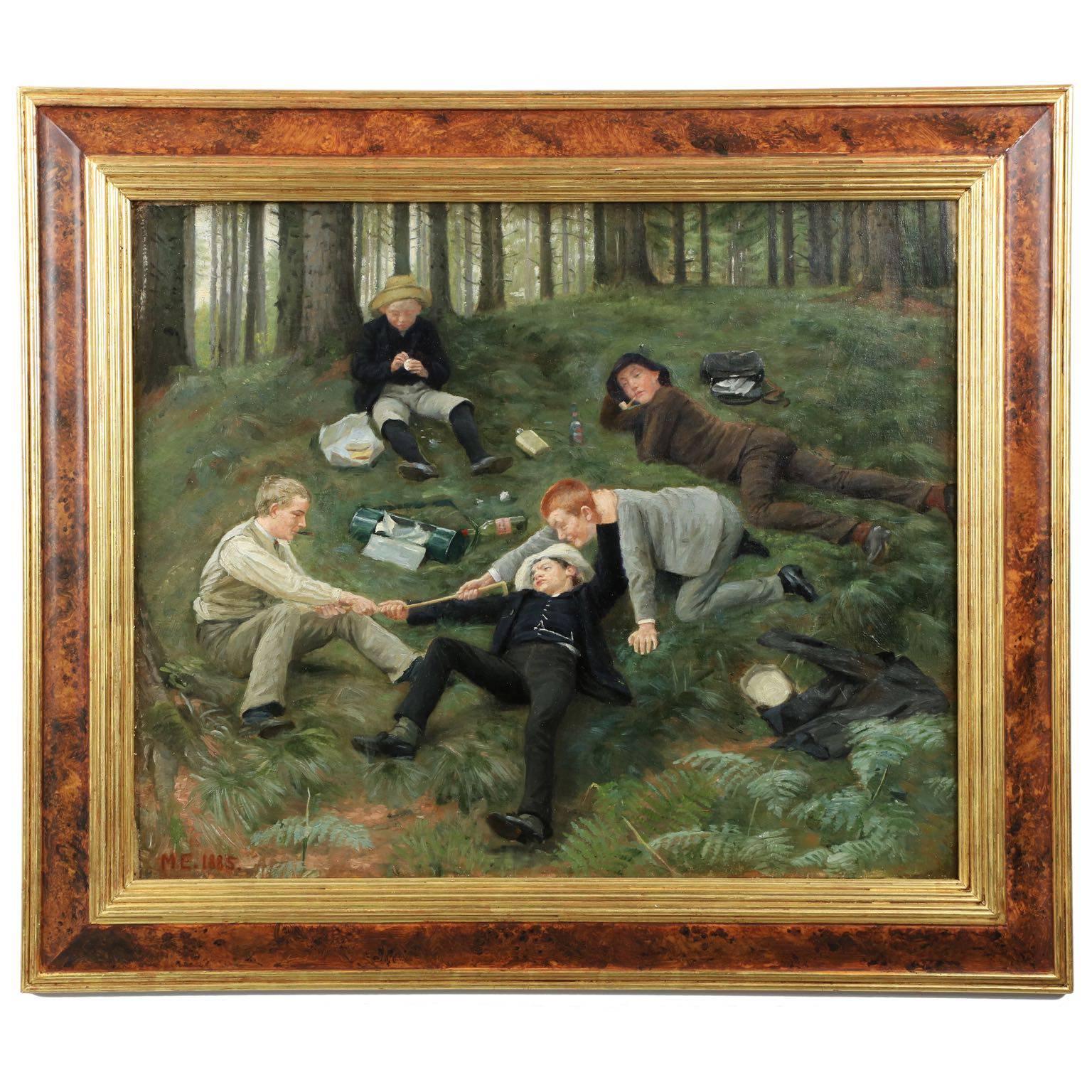Malthe Engelsted Oil Painting of "Afternoon Frolics, " circa 1885