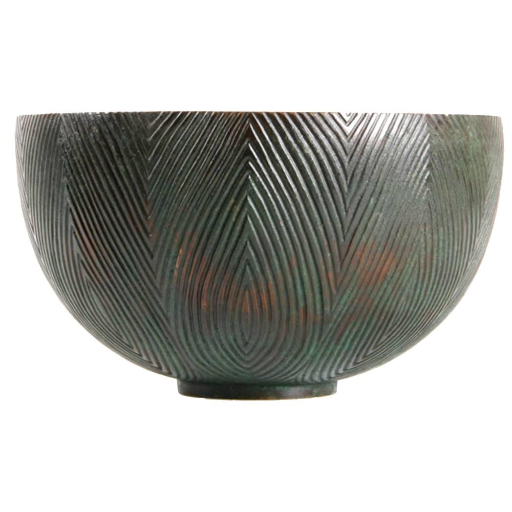  Fluted Bowl in Bronze Designed by Axel Salto For Sale