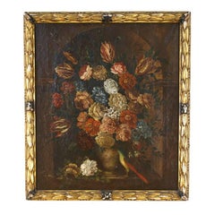 Flemish School Oil on Canvas Depicting a Floral Still Life