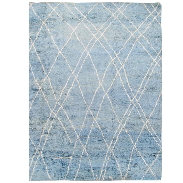 Blue Moroccan Rug For Sale at 1stdibs