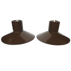Pair of Midcentury Lightolier Chocolate Brown Pendants 7