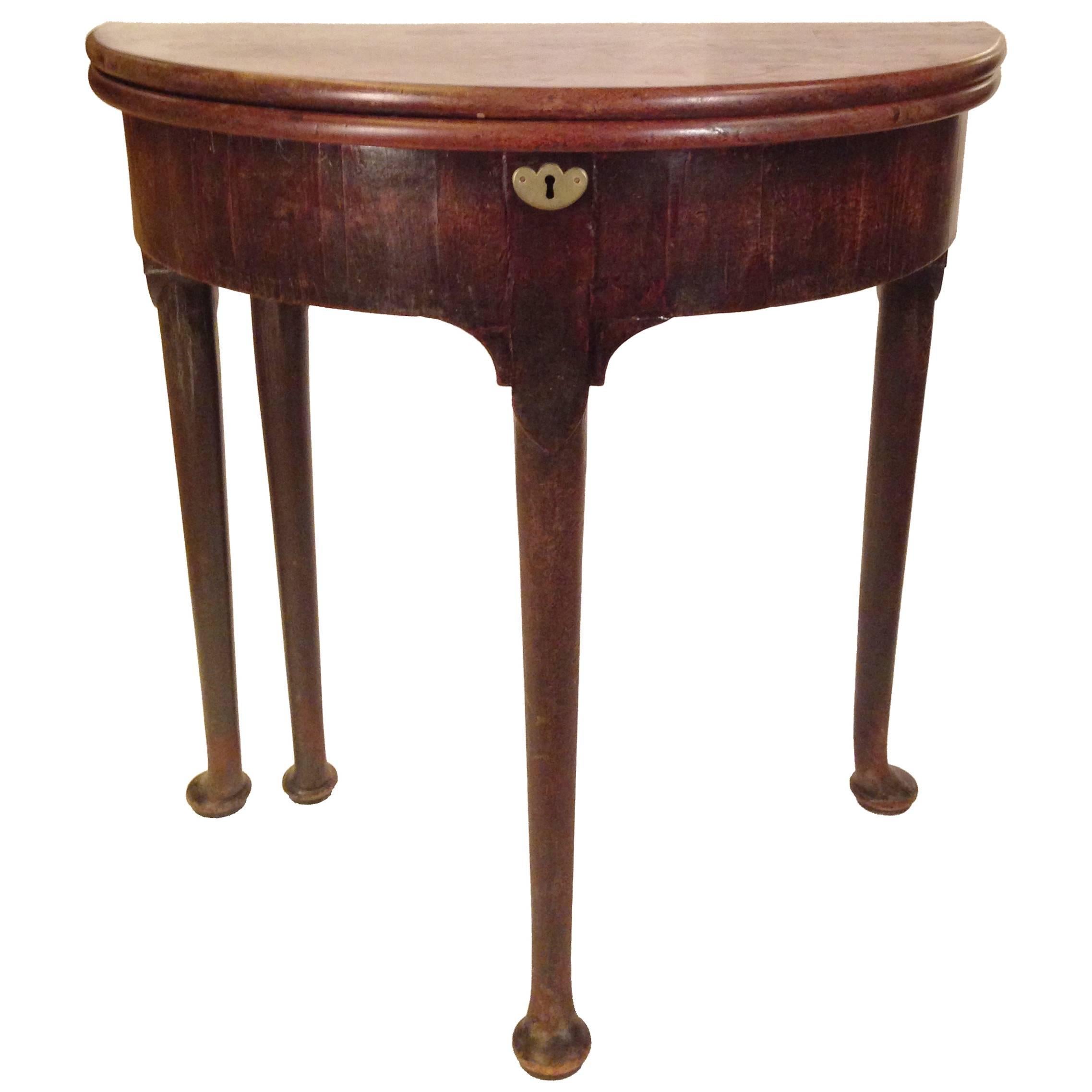 18th Century George II Mahogany Demilune Tea Table