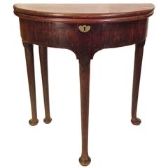 18th Century George II Mahogany Demilune Tea Table