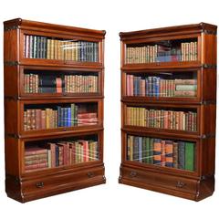 Pair Mahogany Globe Wernicke Four Section Bookcases 