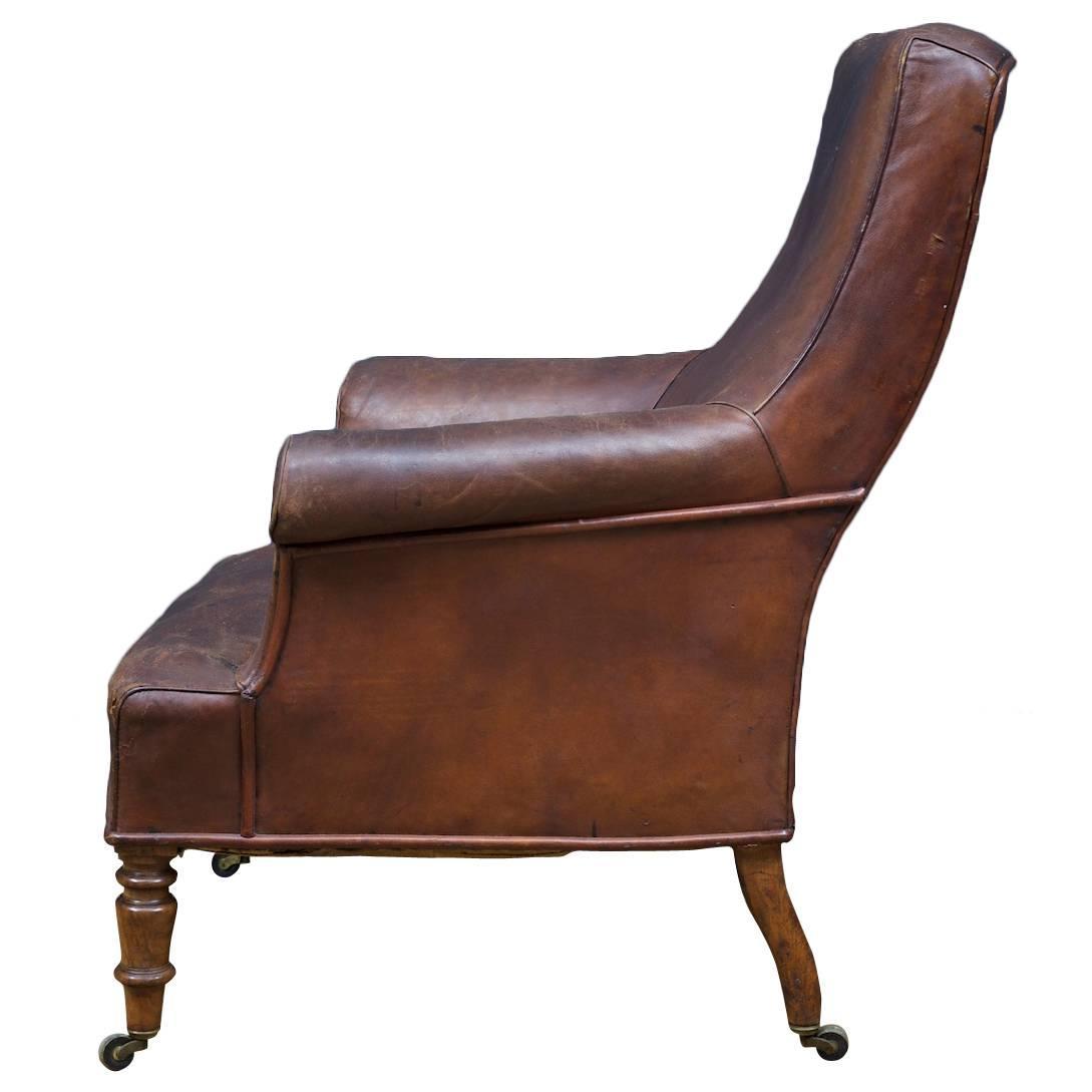 Brown Leather Armchair at 1stdibs