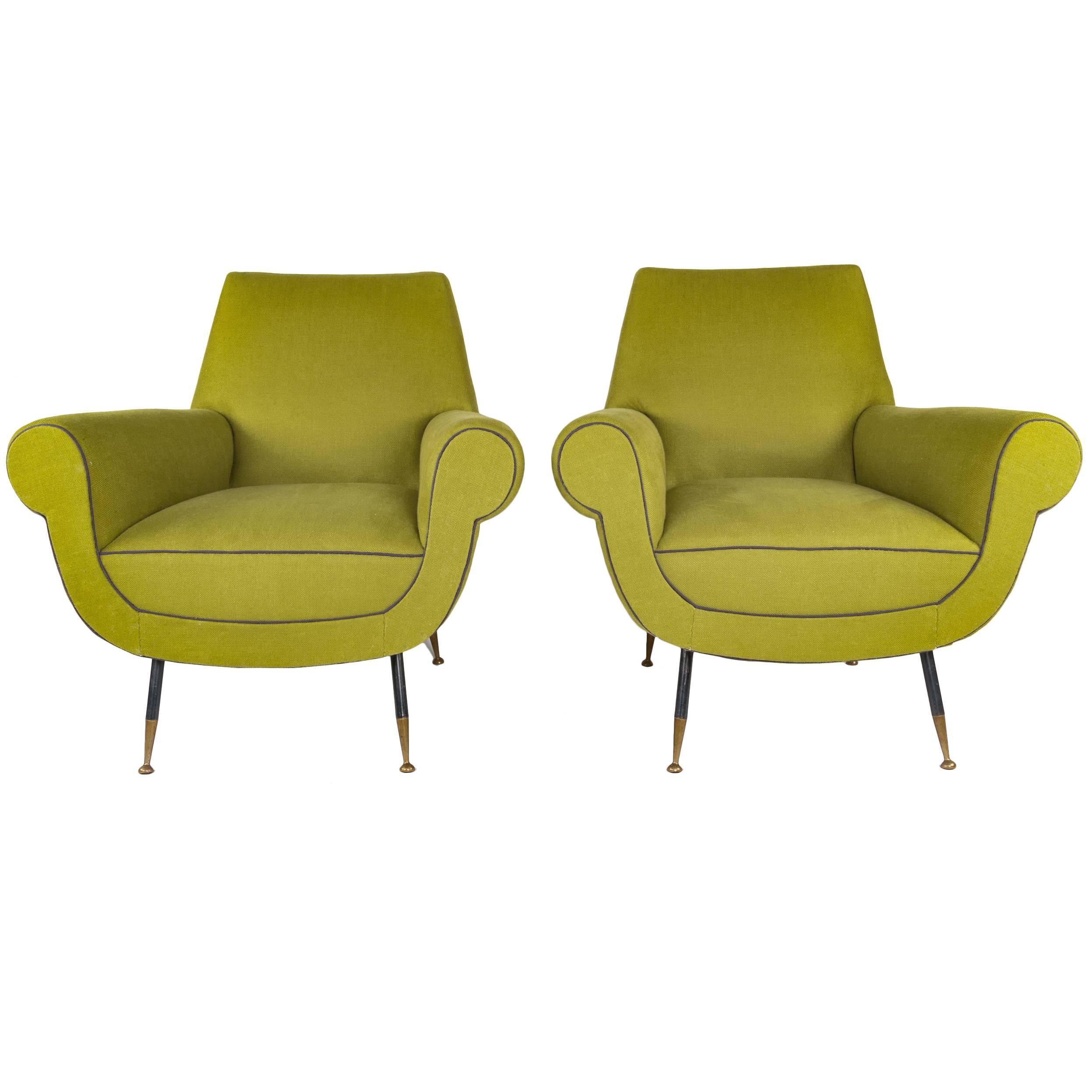 Pair of Midcentury Gigi Radice Italian Armchairs