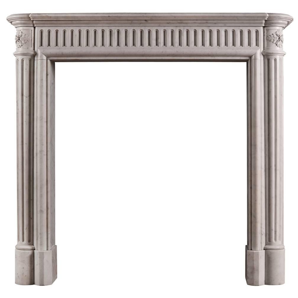 Unusually Tall French Marble Antique Fireplace Mantel