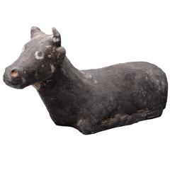 Antique Ancient Chinese Han Dynasty Pottery Bull, 206 BC
