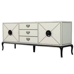 Vintage Deco Style Buffet with Silver Leaf Embellishing
