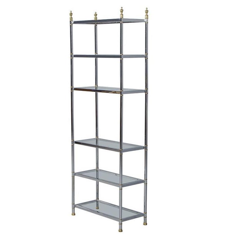 Neoclassic Chrome and Glass Etagere