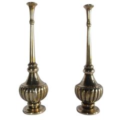 Two Engraved Brass colonial Rosewater Sprinklers