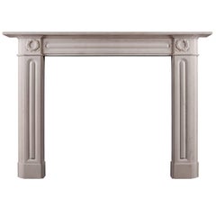 English Regency Marble Fireplace Mantel in White Marble