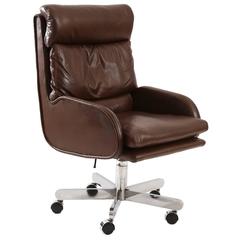 Roger Sprunger for Dunbar Leather and Chrome Office Chair