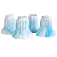 Blue Kokomo Art Glass Shades, Set of Four