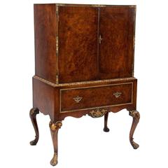 Attractive Antique Burr Walnut Drinks Cabinet