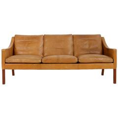 Borge Mogensen Leather Sofa Mod. 2209 by Fredericia Denmark, 1971