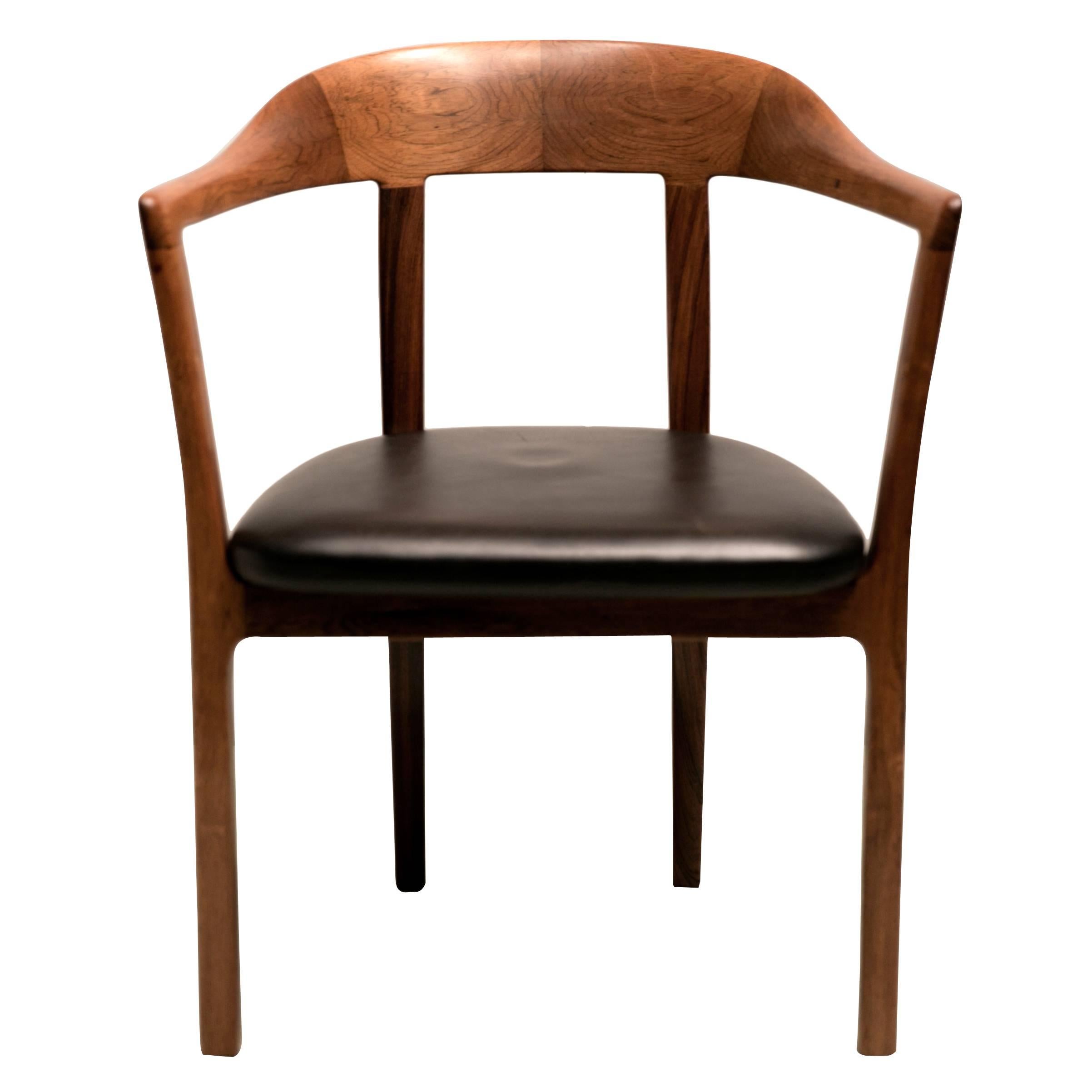 1958 Armchair in Brazilian Rosewood and Original Leather by Ole Wanscher For Sale