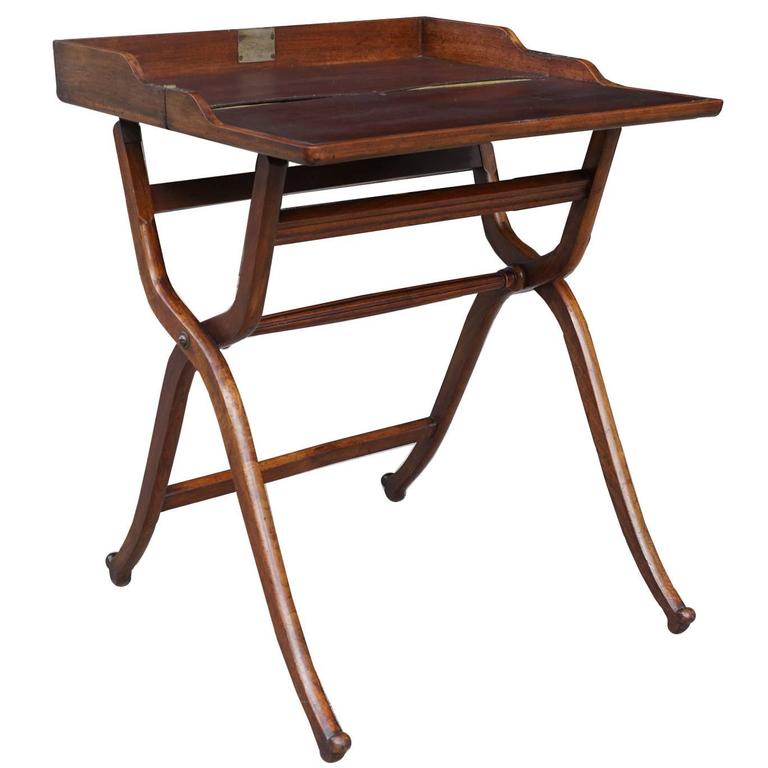  Victorian Mahogany Campaign Folding Travel Desk For Sale at 1stdibs