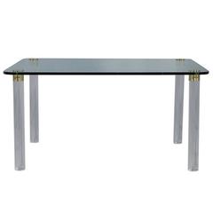 Pace Collection Glass Top Dining Table on Brass Capped Lucite Legs 4