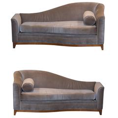 Pair of Chaise Lounges in Mohair